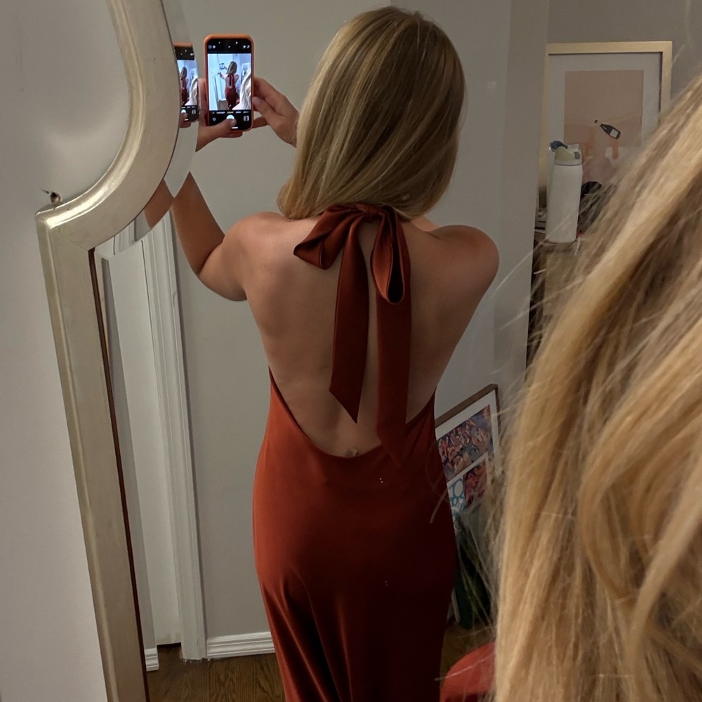 Elegant Backless Rust Dress